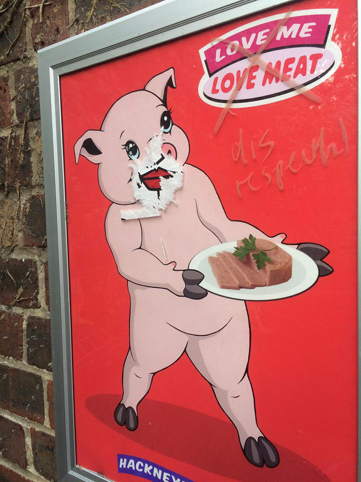 ISONERV | Love Me, Love Meat advetising poster display | Building F, Stoke Newington Church Street